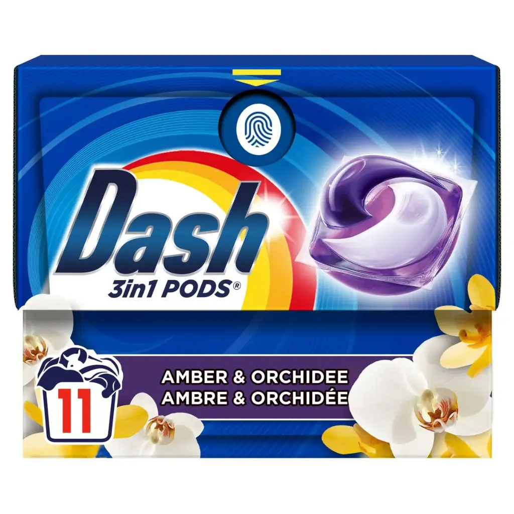 Dash 3en1 Ambre & Orchidée Lessive Pods 11 Pièces