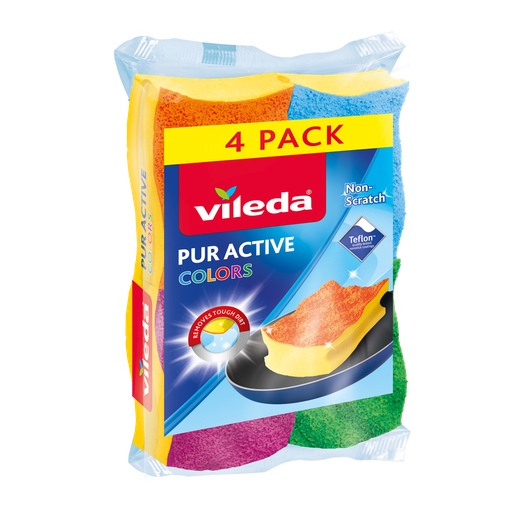 Vileda Pure Active Colors Éponges 4 Pièces